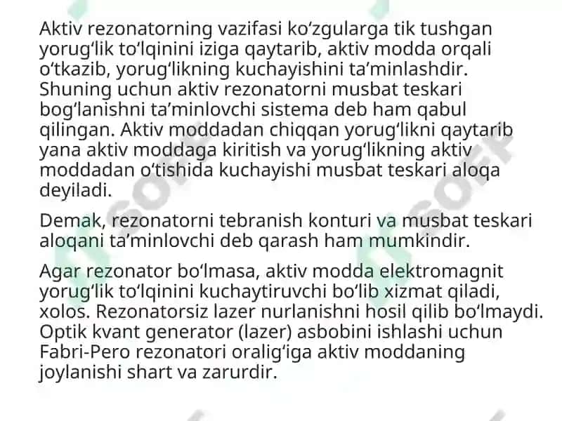 Lazer asbobining rezonatori 7