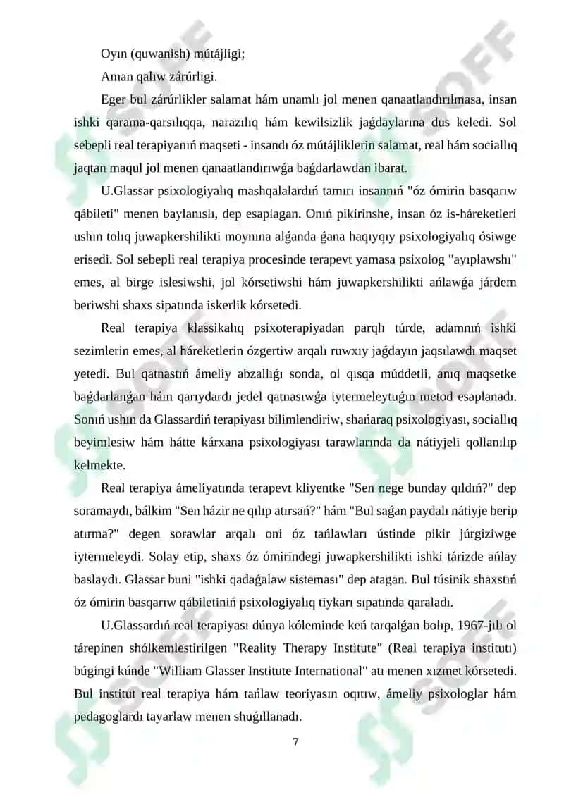 U. Glassardıń real terapiyası   toplarda islewde qollanıw imkaniyatları 7