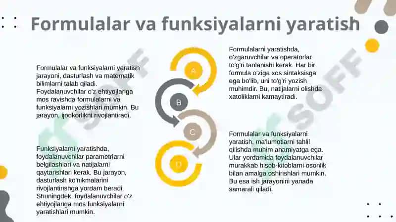 Informatika. Formulalar va funksiyalar ishlatish 7
