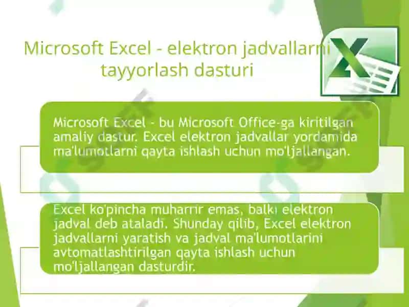IQTISODIY MASALALARNI YECHISHDA JADVAL MUHARRIRLARIDAN FOYDALANISH 7