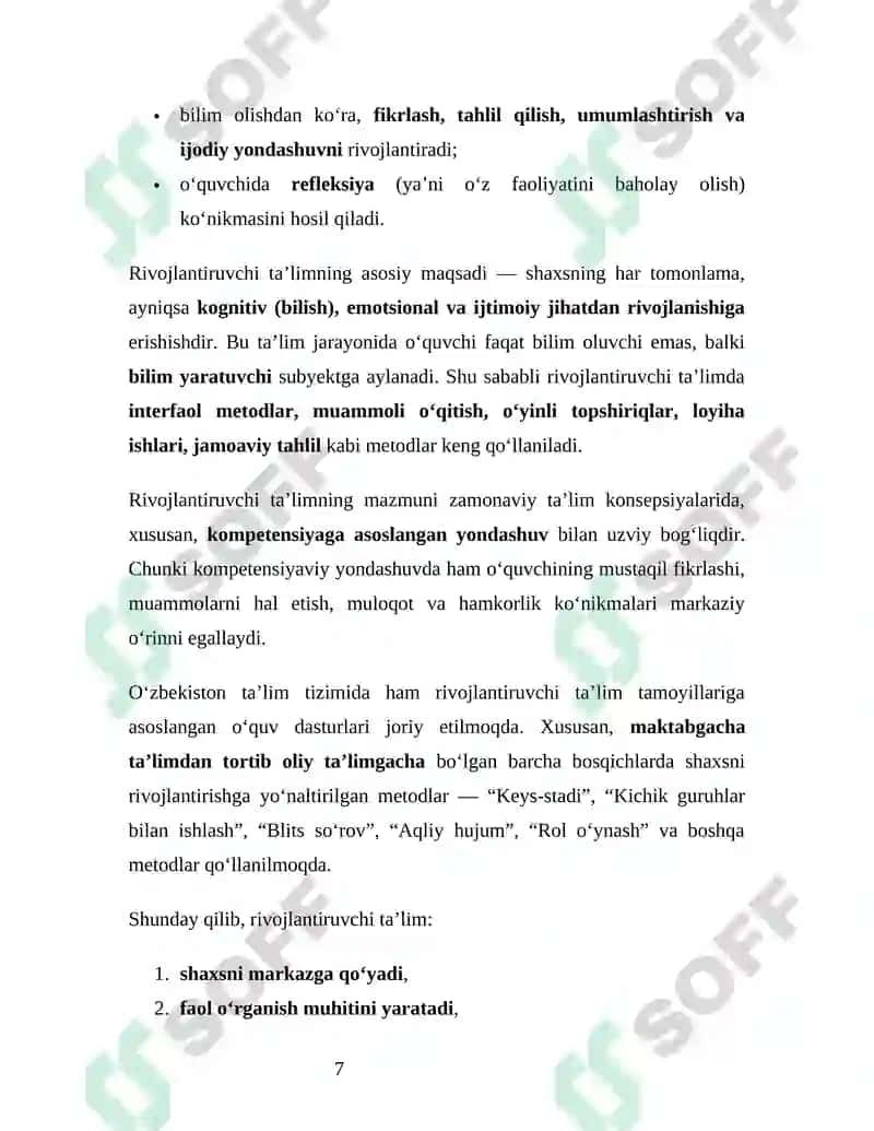 RIVOJLANTIRUVCHI TA’LIMNING PSIXO-PEDAGOGIK ASOSLARI 7