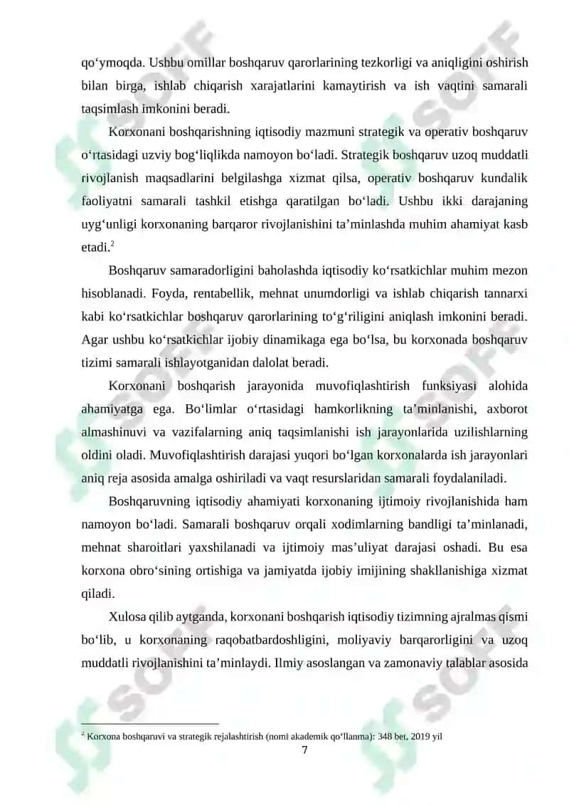 Korxonani boshqarish va rejalashtirish 7