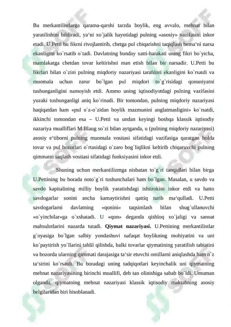 Klassik iqtisodiy maktabning yuzaga kelishi, rivojlanishi va yakunlanishi. Marjinalizm iqtisodiy ta`limoti 7