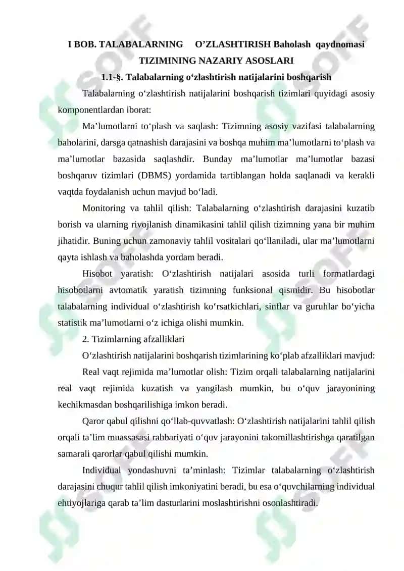 TALABALARNING O'ZLASHTIRISH BAHOLASH QAYDNOMASI TIZIMI 7