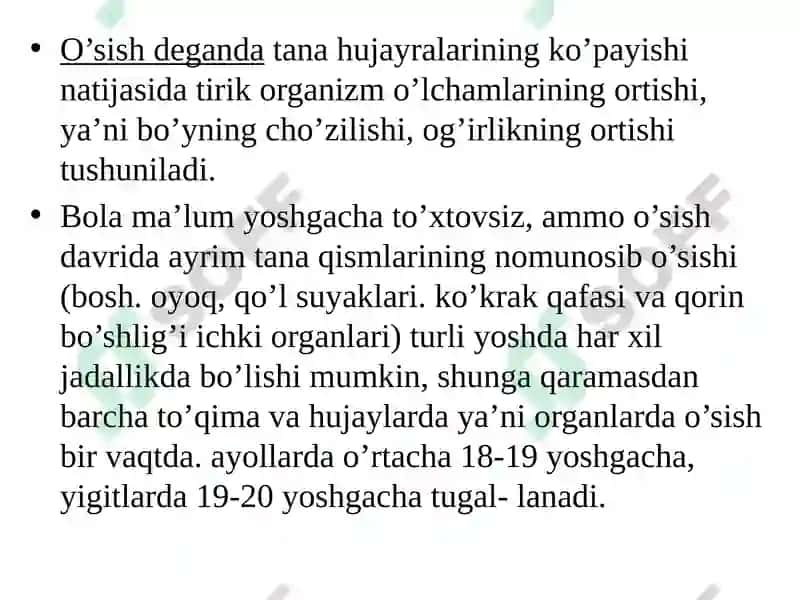 O’sish va rivojlanishning umumiy qonuniyatlari 7