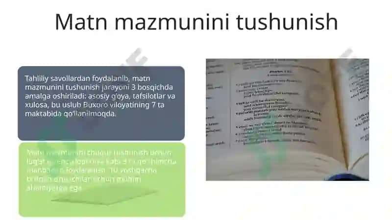 Yordamchi Maktab Darslarida Matnlarga asoslangan Vazifalar 7