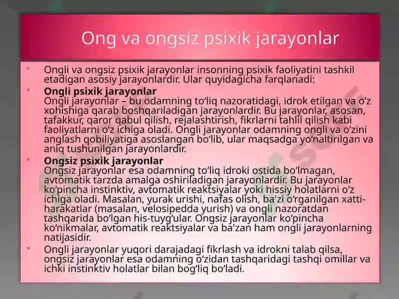 Psixika va psixik xodisalar olami 7