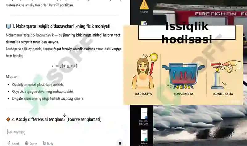 Barqaror va Nobarqaror issiqlik o'tkazuvchanlik hodisasi slayd 7