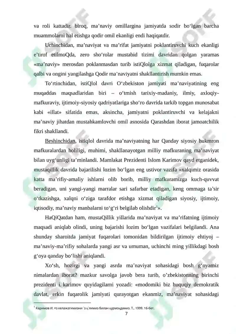 MA’NAVIY-MA’RIFIY ISLOHOTLAR – JAMIYAT TARAQQIYOTINING USTIVOR YO‘NALISHI SIFATIDA. 7