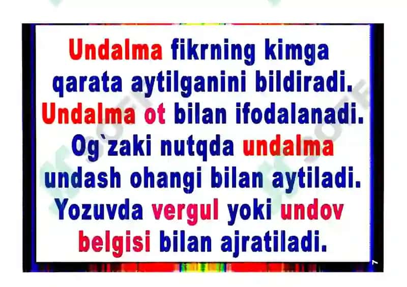 4-sinf Ona tili fanidan ko'rgazmalar to'plami 7