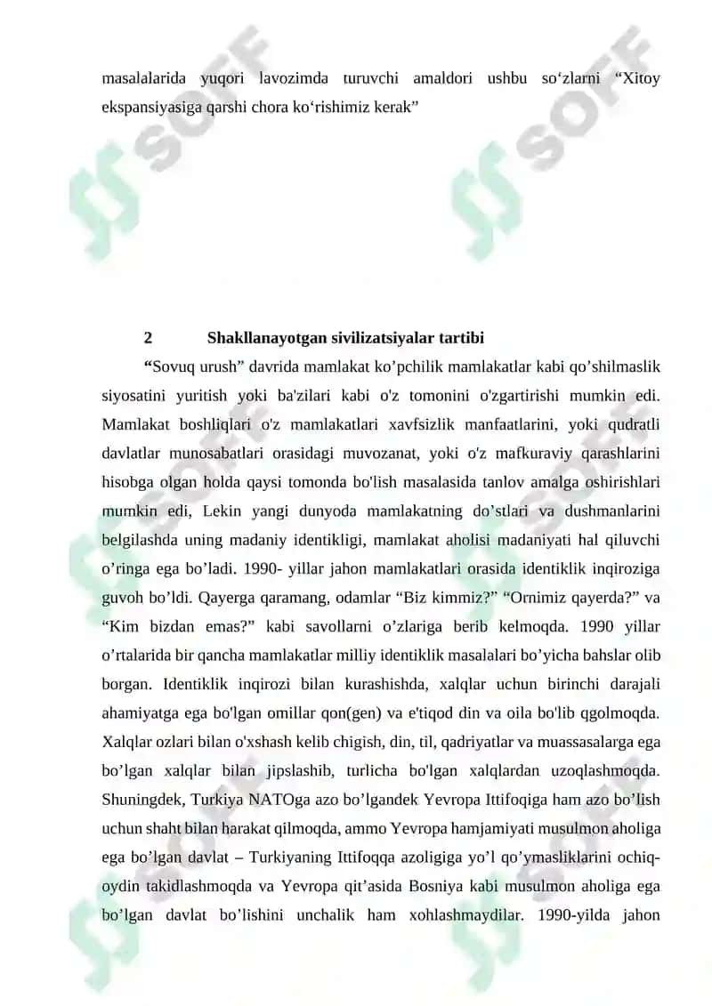 Samuel Fillips Hantingtonning “Sivilizatsiyalar to’qnashuvi” asari tahlili 7