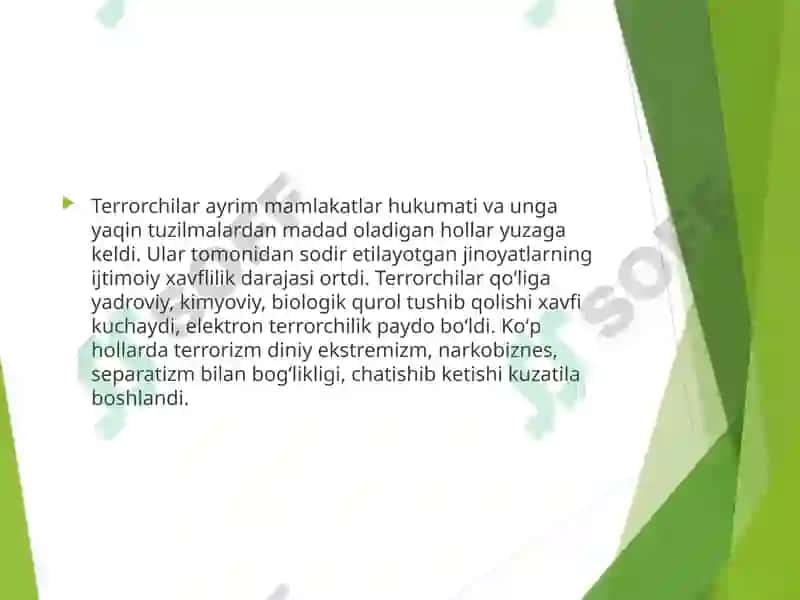 Diniy ekstremizm va terrorizm mafkura va amalyot,qarshi kurashish strategiyasi. 7