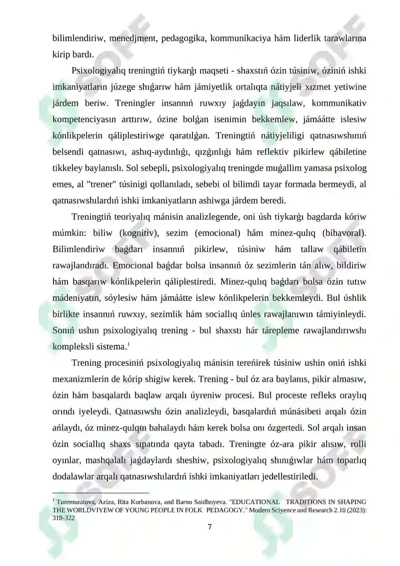 Psixodramma Ya.Moreno jeke ósiw hám sociallıq róllerdi ańlaw usılı sıpatında 7