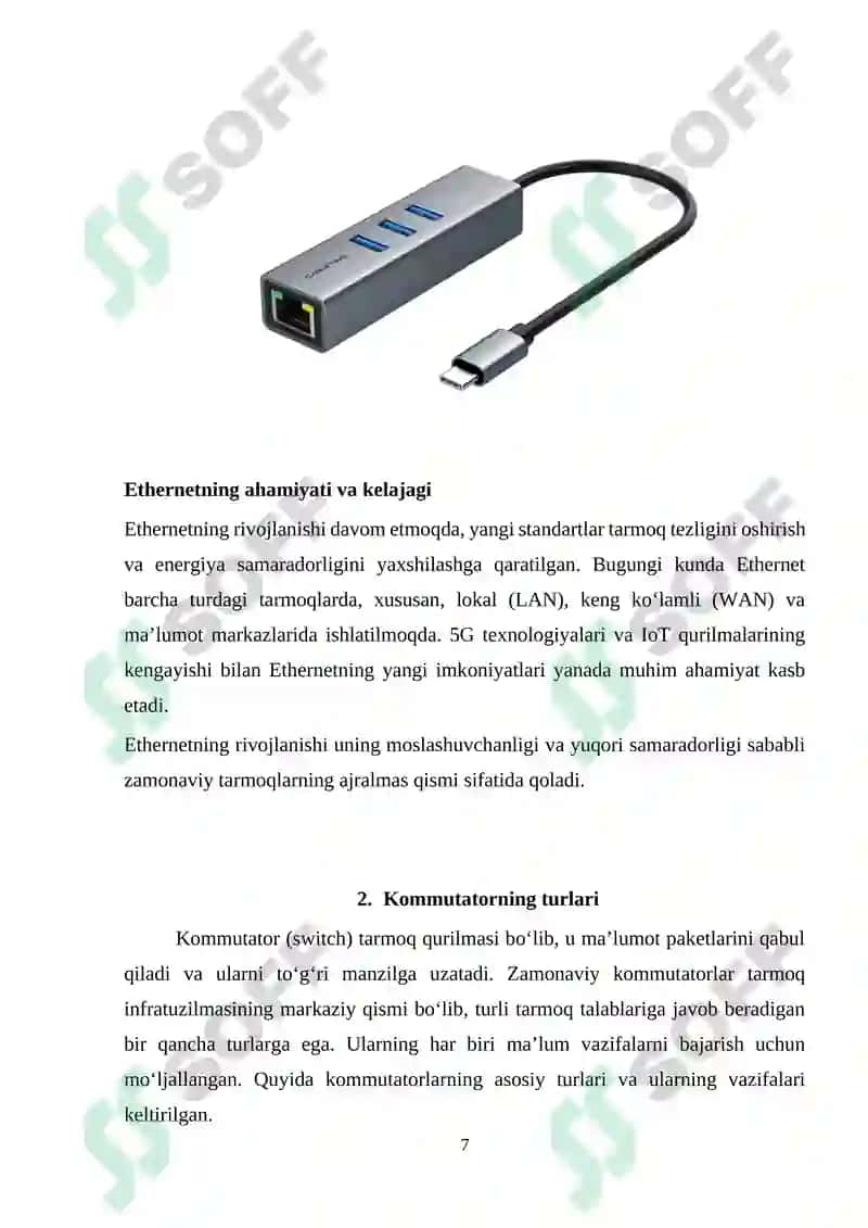 Kanal pog‘onasining protokollari (Frame Relay, ATM, Ethernet) 7