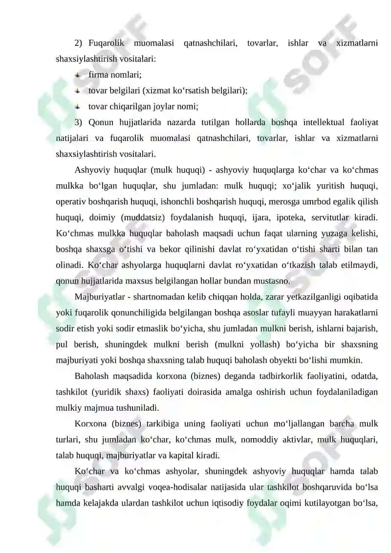 MULK QIYMATINI BAHOLASH YONDOSHUVLARI VA USULLARI TIZIMI 7