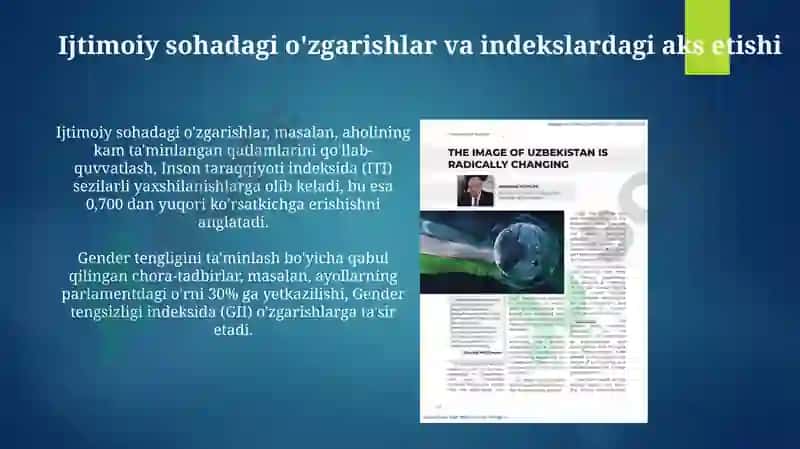 Yangi O‘zbekiston taraqqiyoti va islohotlarining xalqaro reyting hamda indekslarda aks etishi 7