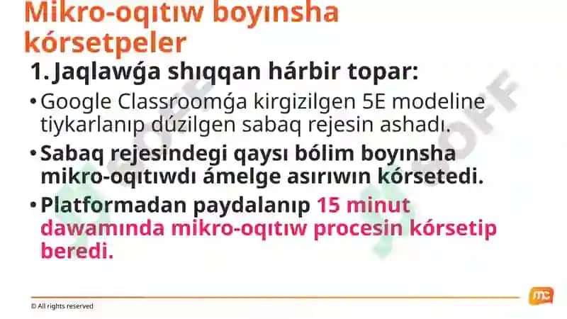 Dástúratı:Ózbekstandaǵı tábiyiy pánler master oqıtıwshıları ushın qániogeligin arttırıw oqıw kursı 7