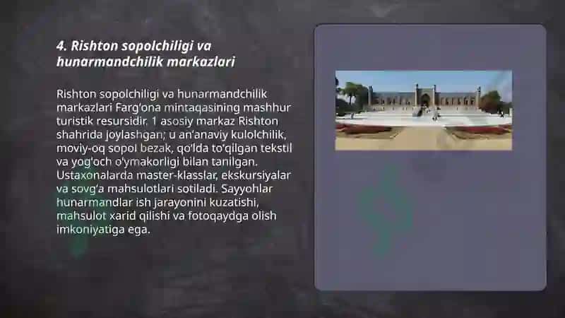 Fargʻona mintaqasi turistik resurslari 7