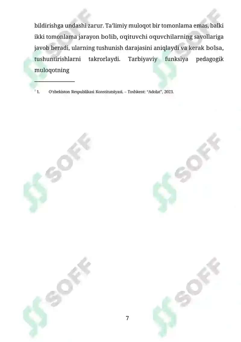 O'qituvchi va o'quvchi o'rtasida jonli muloqotni tashkil etish usullari 7