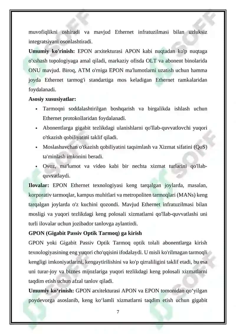 Tolali optik aloqa abonent kirish texnologiyasi 7