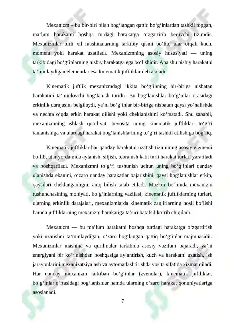 MEXANIZMLARNING KINEMATIK TEKSHIRISH MASALALARI VA METODLARI, MEXANIZMLARNING TURLI VAZIYAT PLANLARI 7