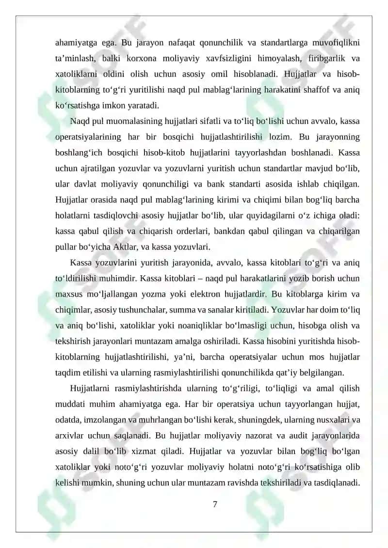 Kassa muomalalarining hisobini yuritish tartibi 7