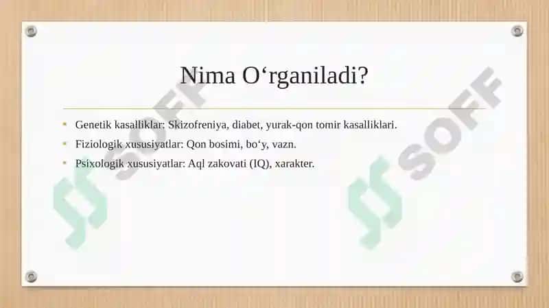 Antropogenetik usul Egizaklar usuli 7