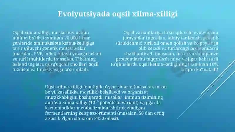 Oqsillarning koʻp shakilligi ahamiyati 7