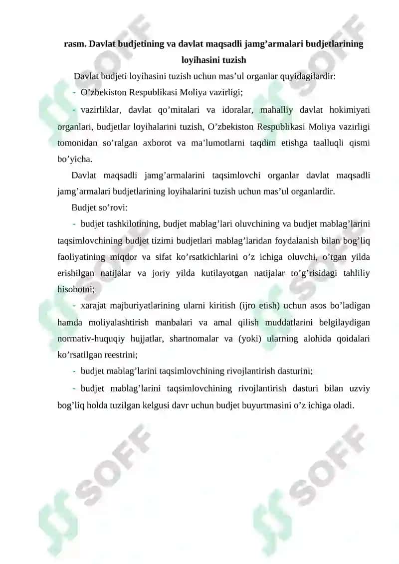 Budjet jarayoni, uning o’ziga xos xususiyatlari va asosiy vazifalari 7