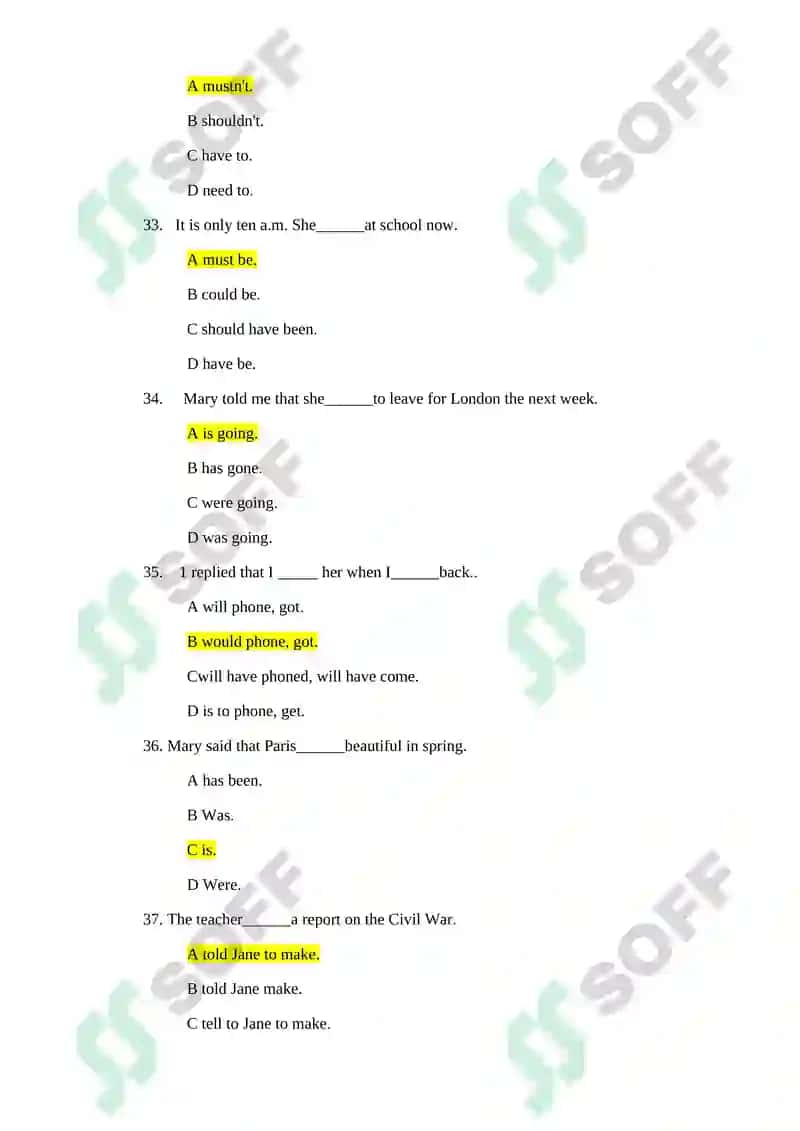 Verb Tenses Practice Questions 7