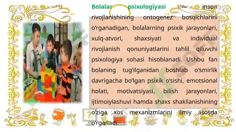 Bolaning psixik rivojlanishida nutqning rolini yoritish 7