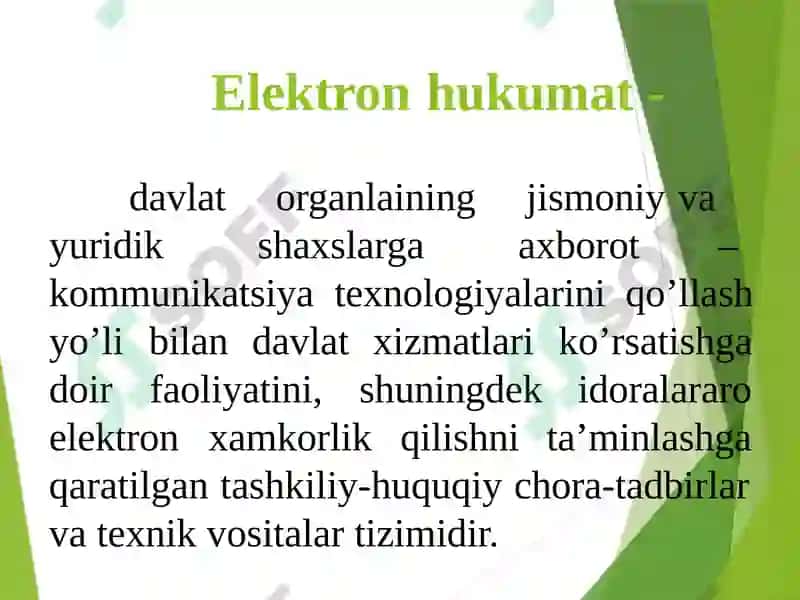 Elektron hukumat va xizmatlar sohasi raqamli ishlar 7