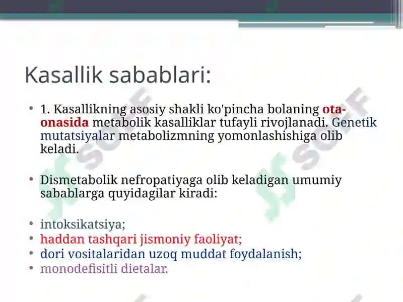 Nefropatiyalarning etiologiyasi va kasallikning aniqlash usullari 7