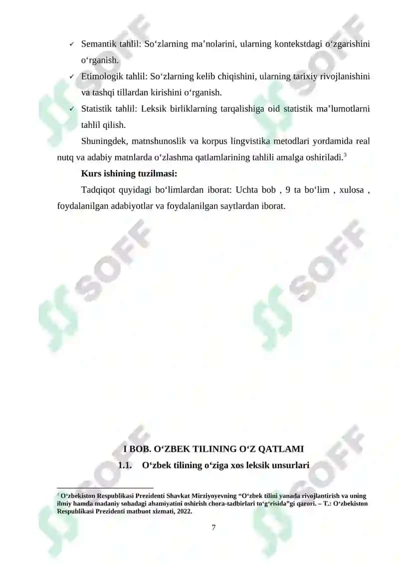 Oʻzbek Tili Leksikasi: Oʻz Qatlam va Oʻzlashma Qatlaml 7
