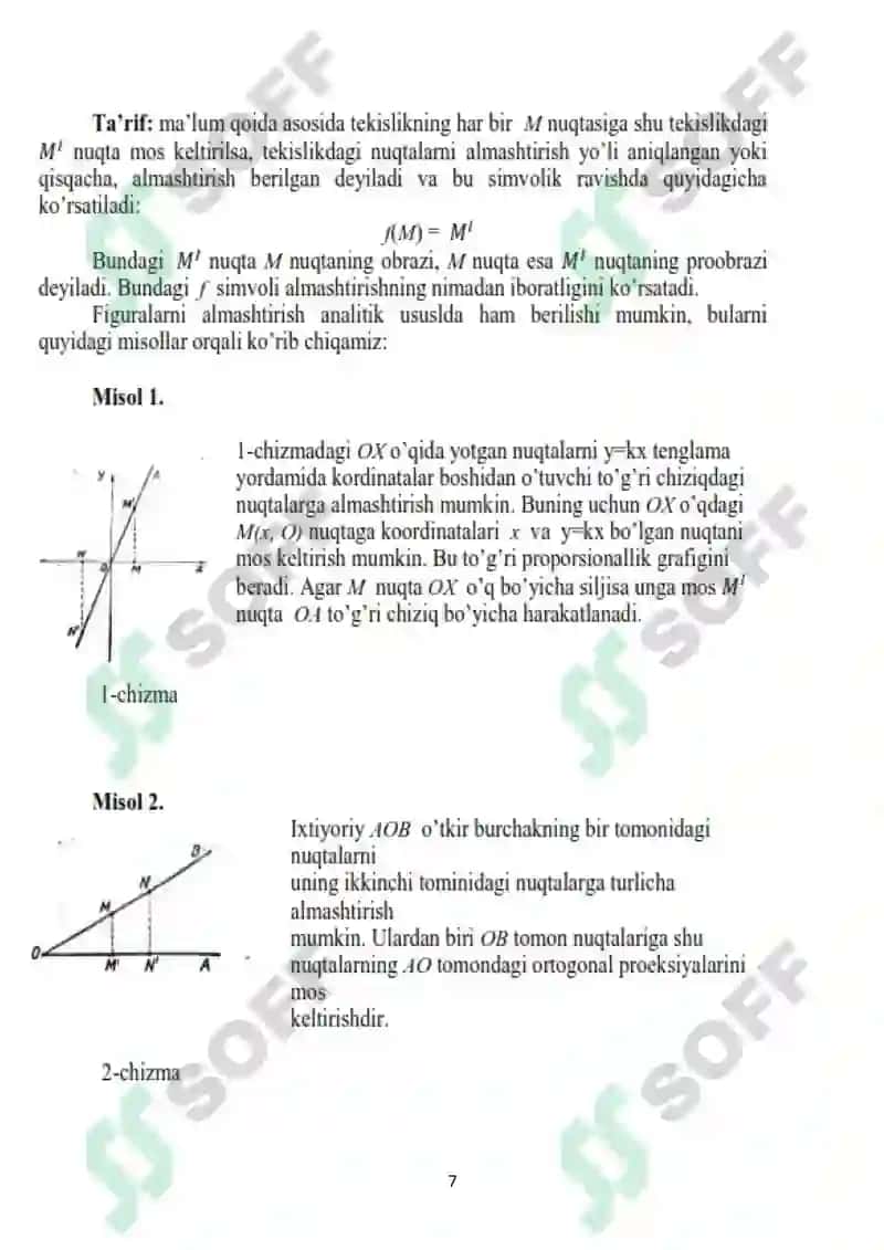 Tekislikda geometrik almashtirishlar va ularning qo‘llanilishi 7