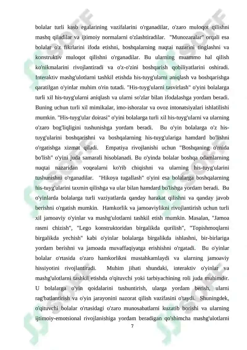 Bolalarning ijtimoiy-emotsional rivojlanishiga qaratilgan interaktiv o'yinlar va mashg'ulotlarni tashkil etishning nazariy asoslari 7
