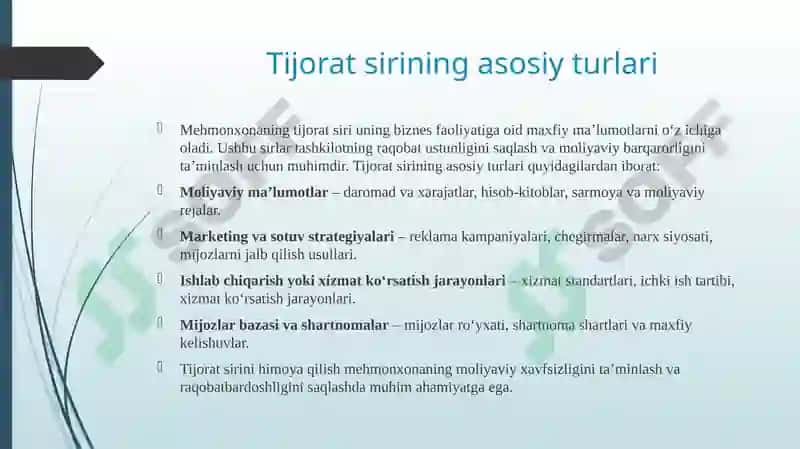 Mehmonxona iqtisodiy xavfsizligi va tijorat 7