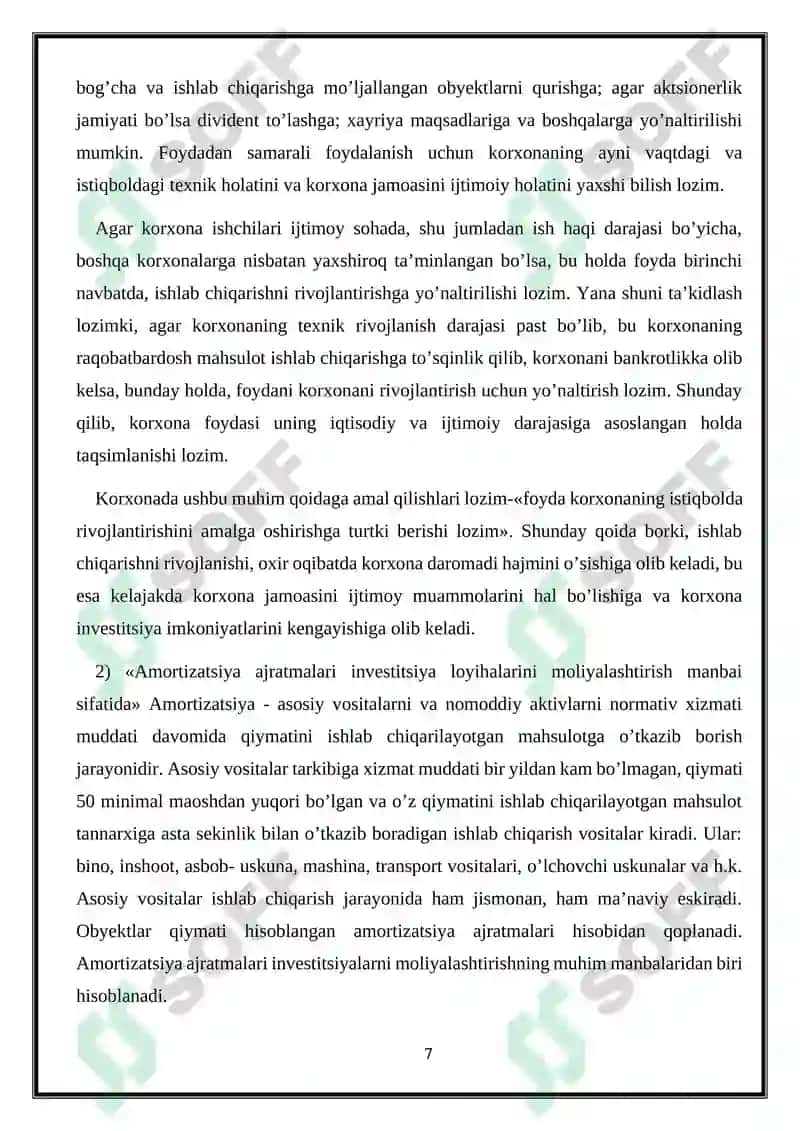 Investitsiya faoliyatini moliyalashtirish manbalari va usullari 7