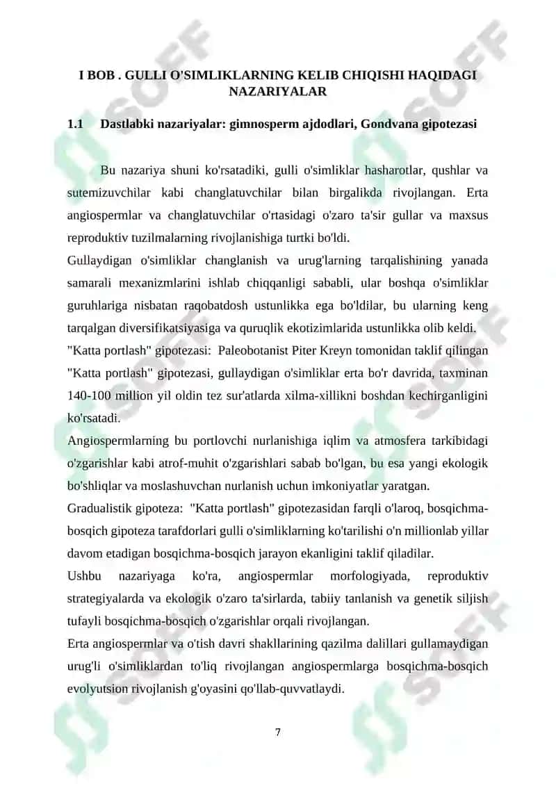 GULLI OʻSIMLIKLARNING KELIB CHIQISHI 7