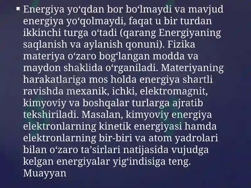 METABOLIZM JARAYONIDA ENERGIYA HOSIL BO’LISHI VA SARFLANISHI 7