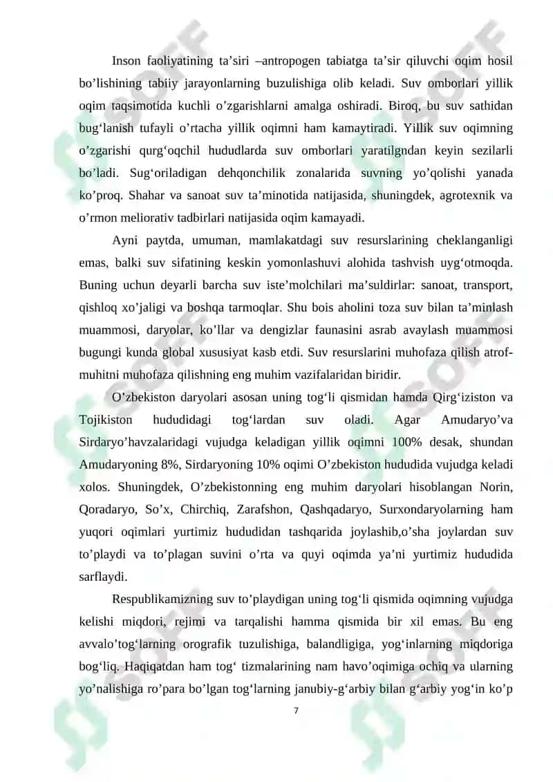 O’ZBEKISTON HUDUDIDAGI GIDROTEXNIK INSHOOTLARINING GEOGRAFIK JOYLASHUVI VA AHAMIYATI 7