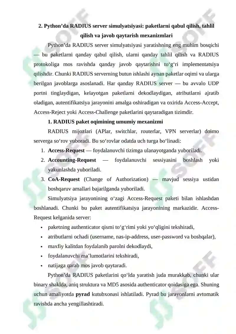 PYTHON'DA RADIUS SERVER SIMULYATSIYASI 7