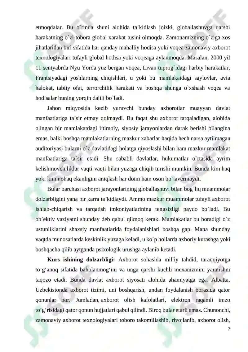 AXBOROT-PSIXOLOGIK XURUJLARNING YOSHLAR TARBIYASIGA XAVF SOLISH HOLATLARINING OLDINI OLISHGA QARATILGAN TADBIRLARNI O‘TKAZISH 7