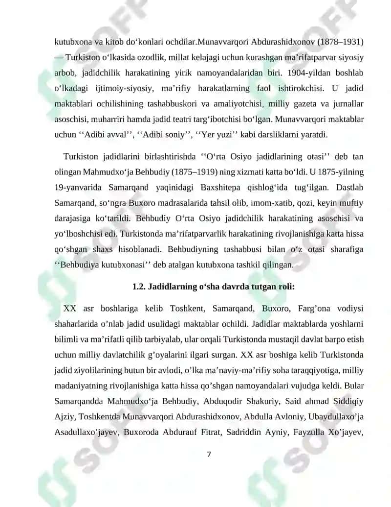 Uchinchi Rennesans yaratishda jadid mutafakkirlarini o‘rni 7