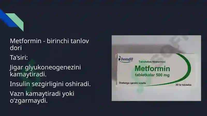 Qandli diabetda qòllaniladigan dori vositalari 7