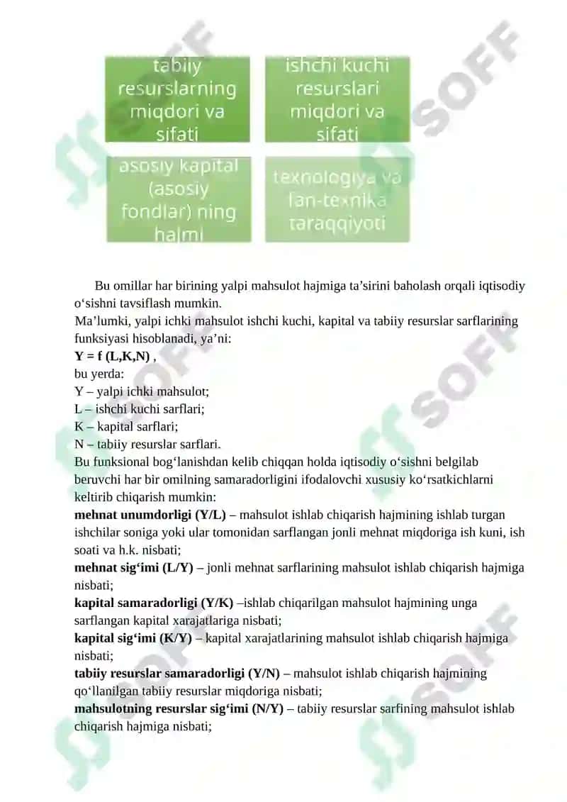 Iqtisodiy o’sishning mohiyati, asosiy tavsifnomasi va modeli 7