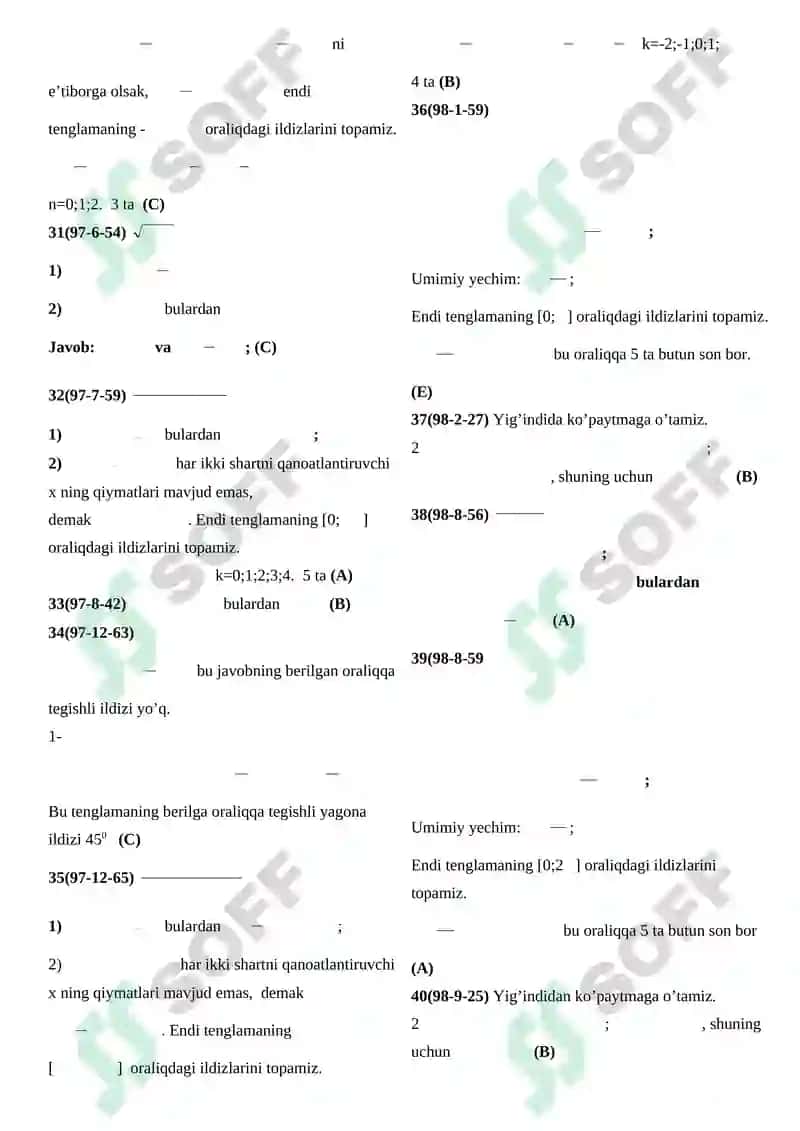 Trigonometrik tenglamalar 7