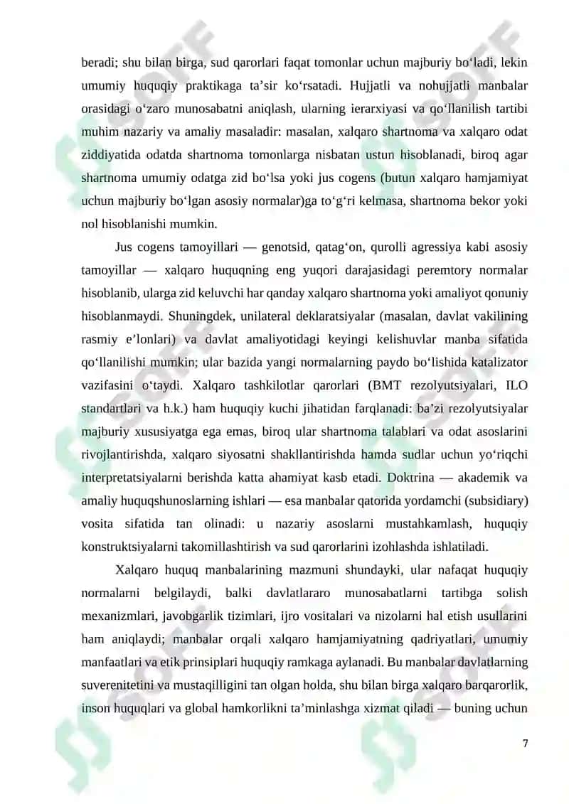 XALQARO HUQUQ MANBALARI TUSHUNCHASI VA TASNIFI 7