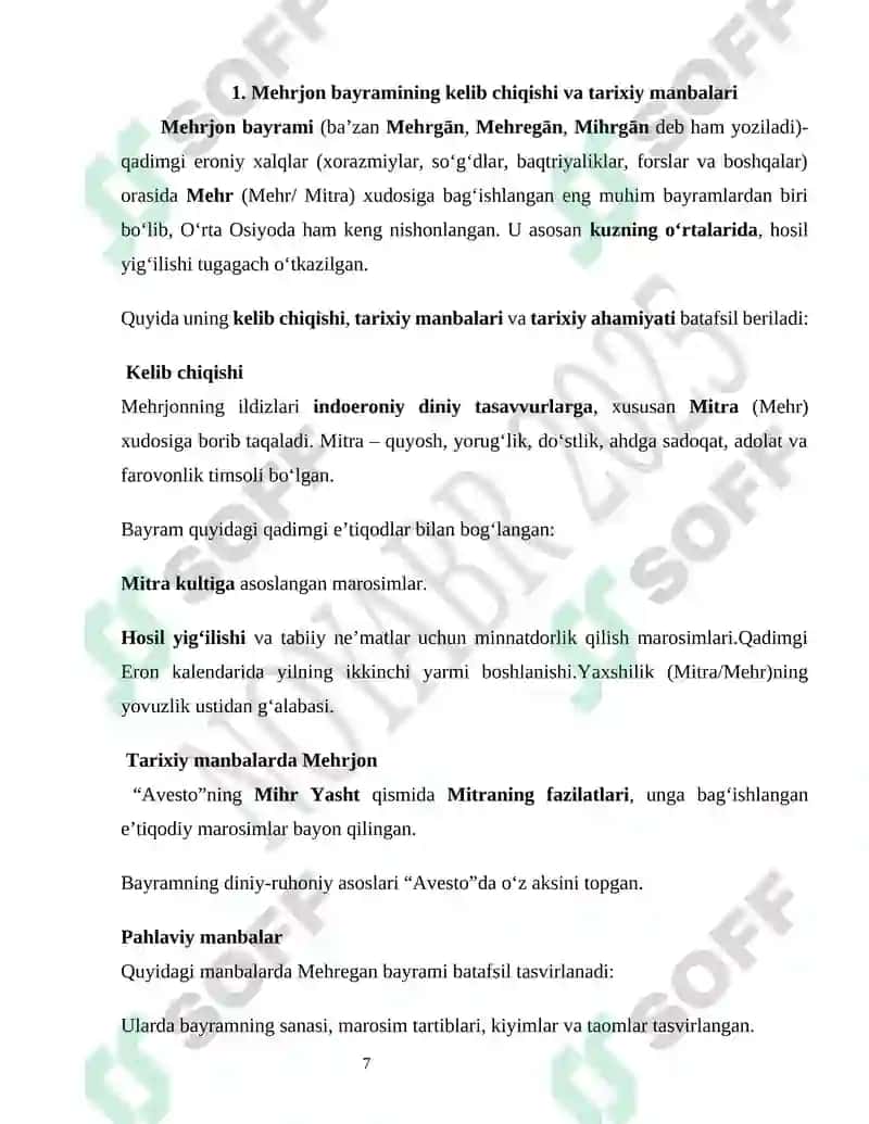 Maktabgacha ta’lim tashkilotlarida Mehrjon bayrami munosabati bilan ma’naviy-ma’rifiy tadbirlarni tashkil etish Mehrjon bayrami Loyiha ishi 7