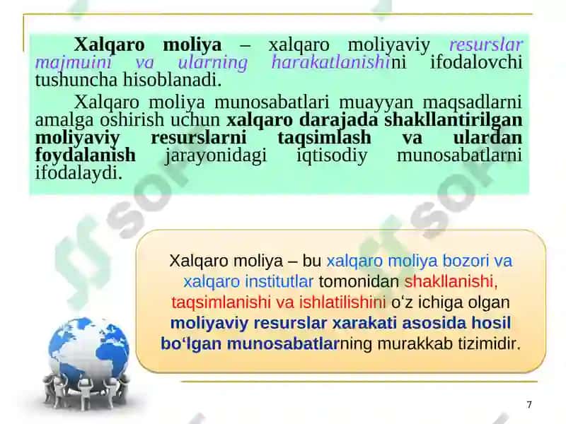 Jahon iqtisodiyoti rivojlanishida xalqaro moliya munosabatlarining roli 7